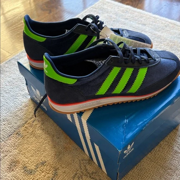 NWT adidas SL 72 OG night indigo and solar green sneaker. - Picture 2 of 4